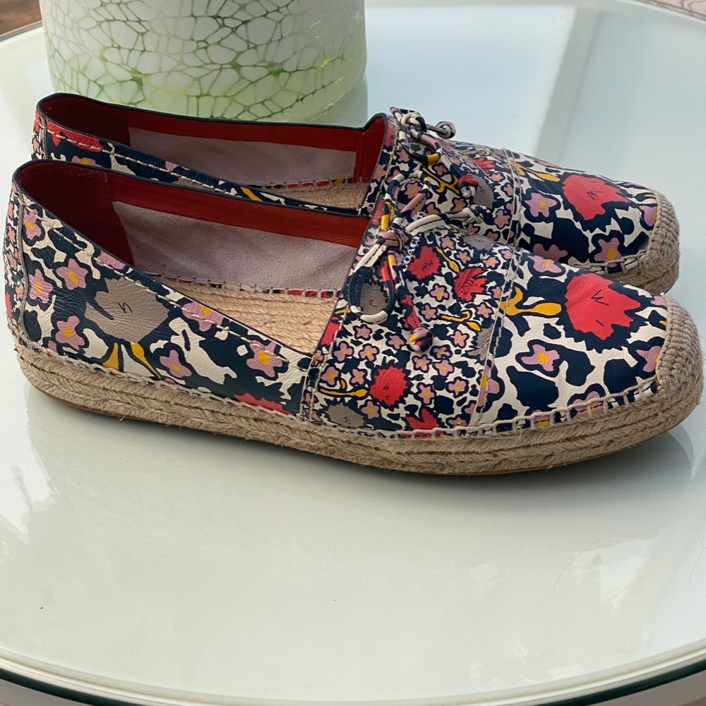 COACH Women's Floral Espadrilles Nappa Leather Slip-On Flat Size 11B - Picture 6 of 10